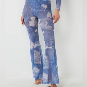 Women’s True Religion Jean graphic print mesh flare pants
